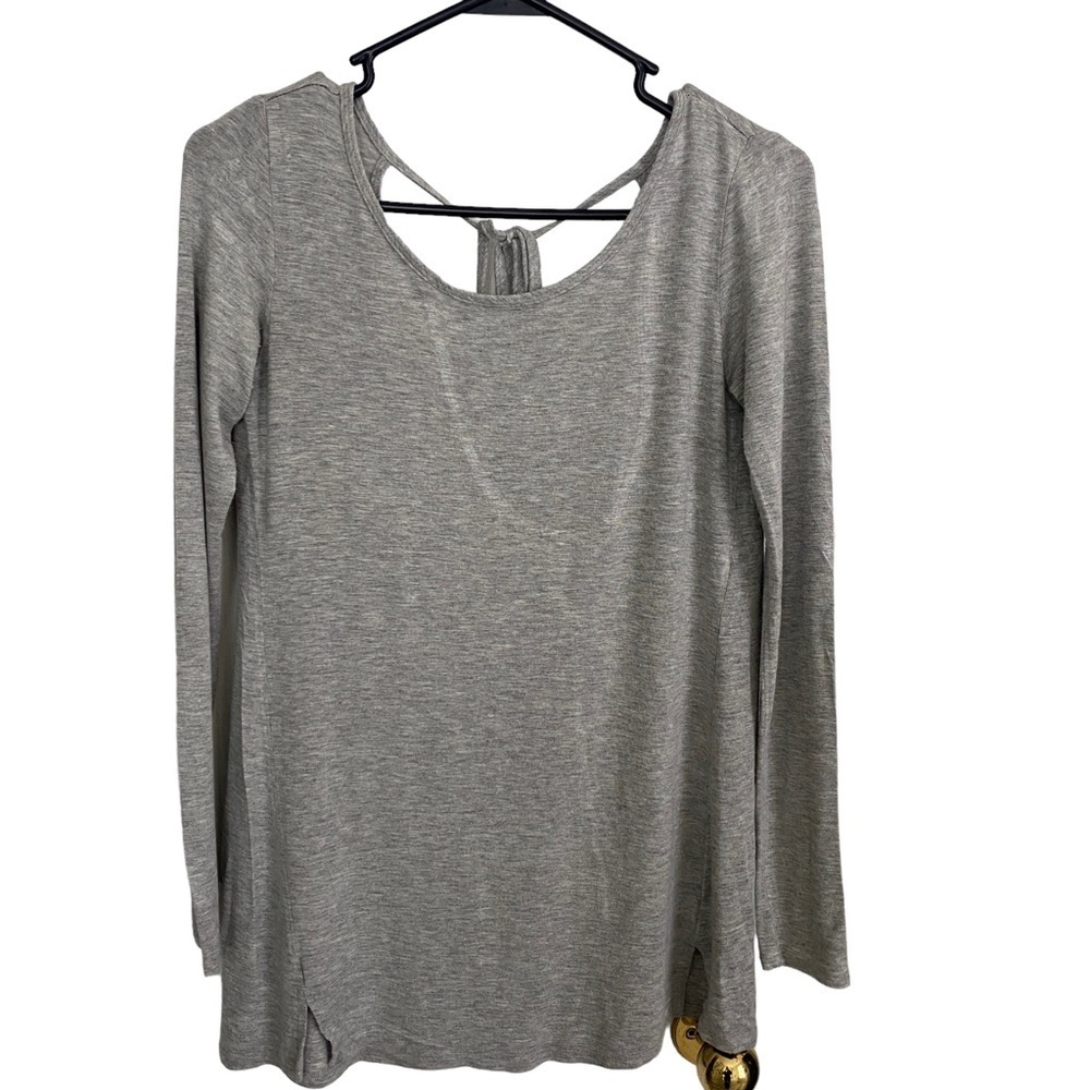 Aerie‎ Gray Lightweight Long Sleeve Back Scope Tie T-Shirt Sz XS